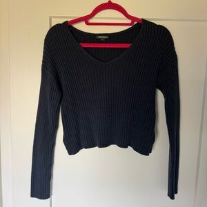 Wild Fable Deep Blue V-neck Ribbed Long Sleeve Top (Medium)